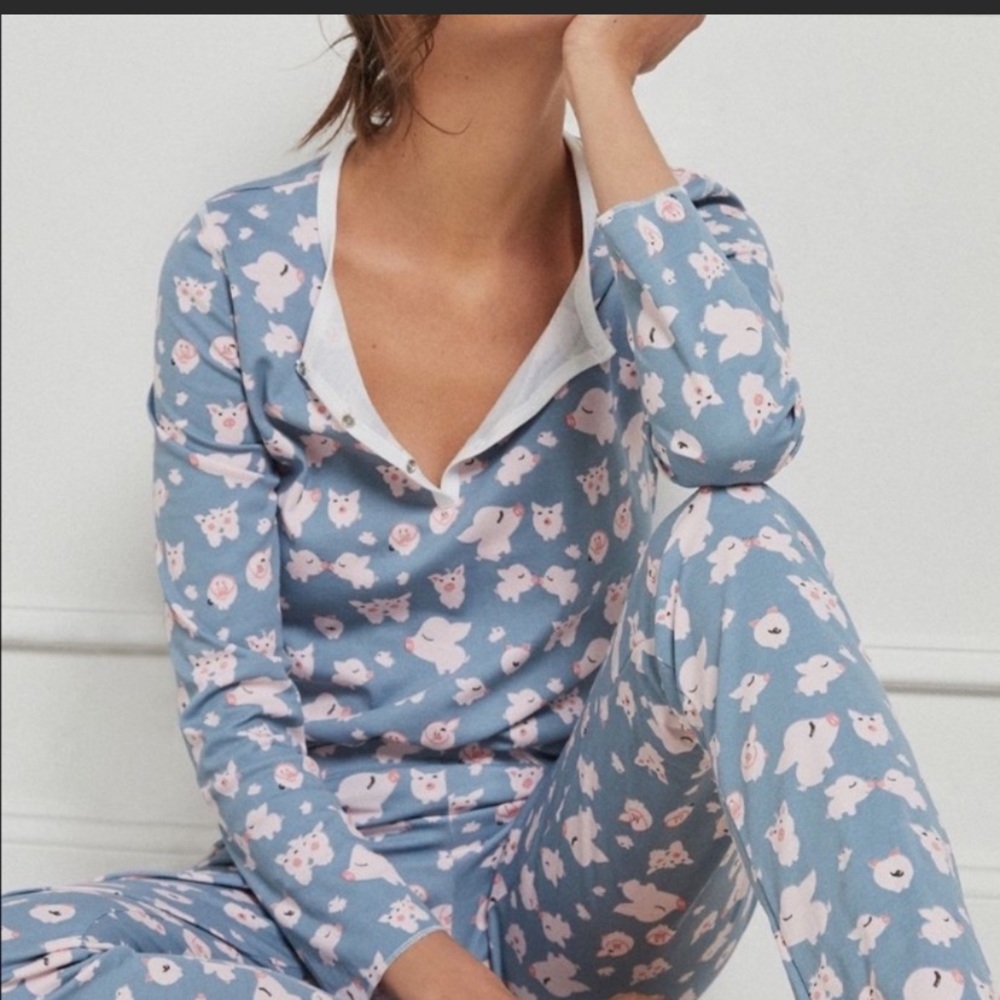 Roller Rabbit Pima Cotton Pig Pajama Set Women’s Small New